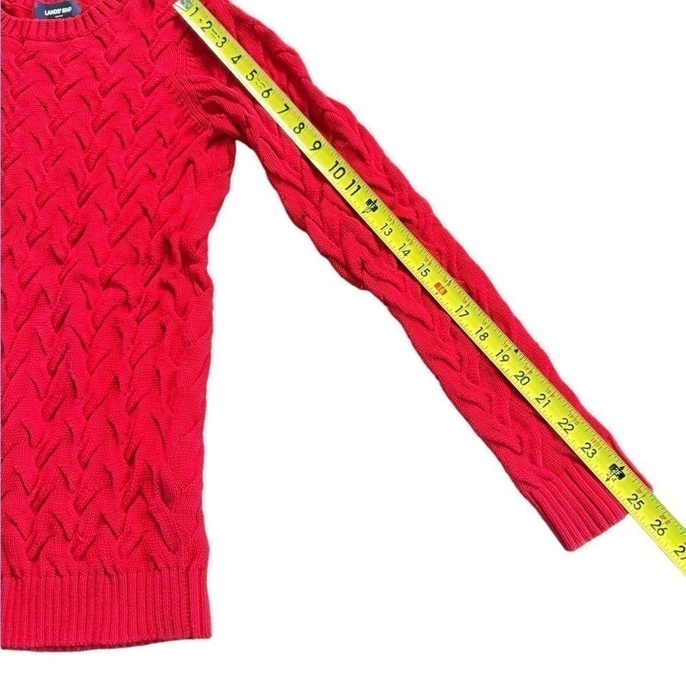 Lands End Cable Knit Sweater 100% Cotton Red Women’s XS - Picture 9 of 12